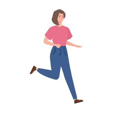 beautiful woman running avatar character icon