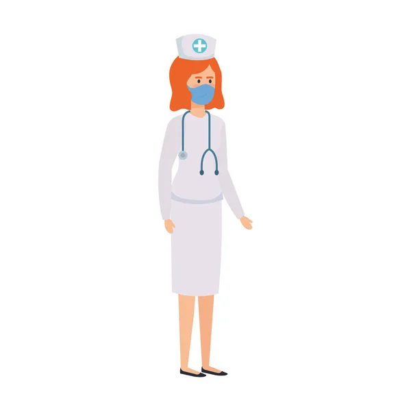 Nurse with face mask isolated icon — Stock Vector