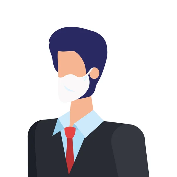 Geschäftsmann mit Gesichtsmaske — Stockvektor