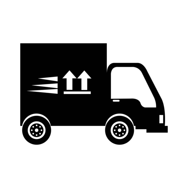 Silhouette de camion de livraison transport icône isolée — Image vectorielle