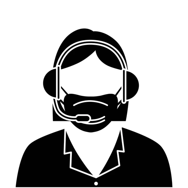 Donna agente call center con maschera viso — Vettoriale Stock
