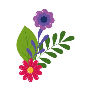 Yaprak vektör tasarımlı izole çiçekler