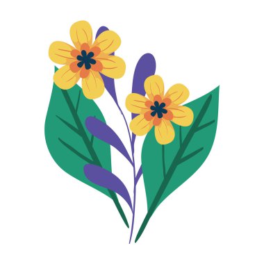 Yaprak vektör tasarımlı izole çiçekler