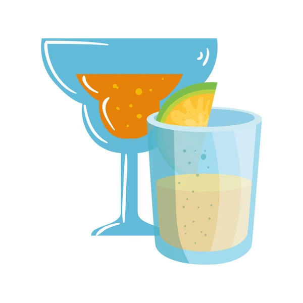 Tequila mexicaine isolée au design citron et cocktail vecteur — Image vectorielle