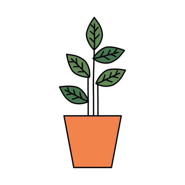 Planta en casa olla aislado icono — Vector de stock