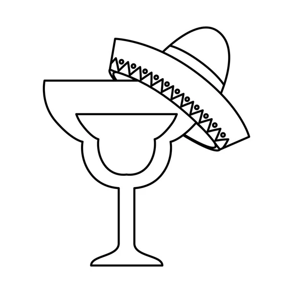 Cocktail mexicano isolado com design de vetor de chapéu — Vetor de Stock