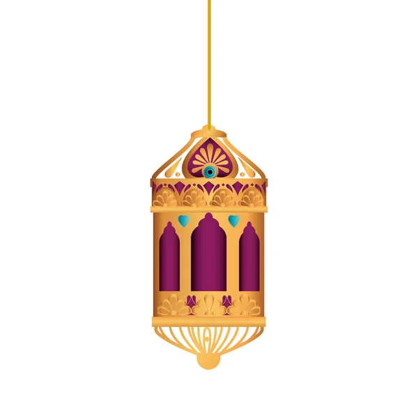 Изолированный фиолетовый и золотой фонарь векторный дизайн — стоковый вектор