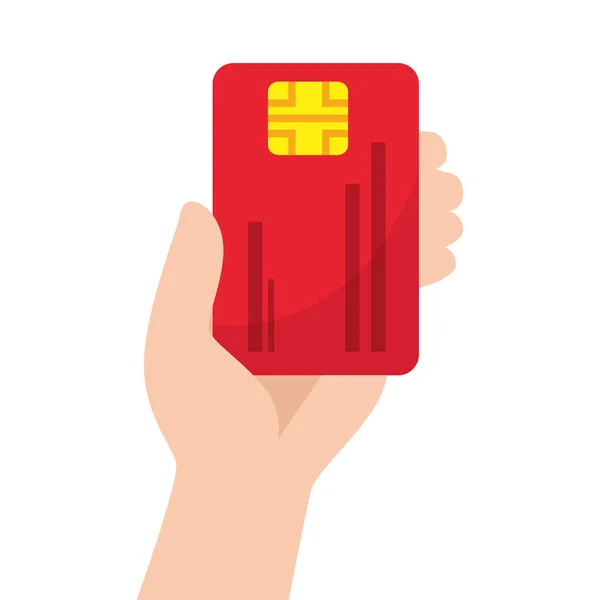 Isolé main tenant la conception vectorielle de carte de crédit — Image vectorielle