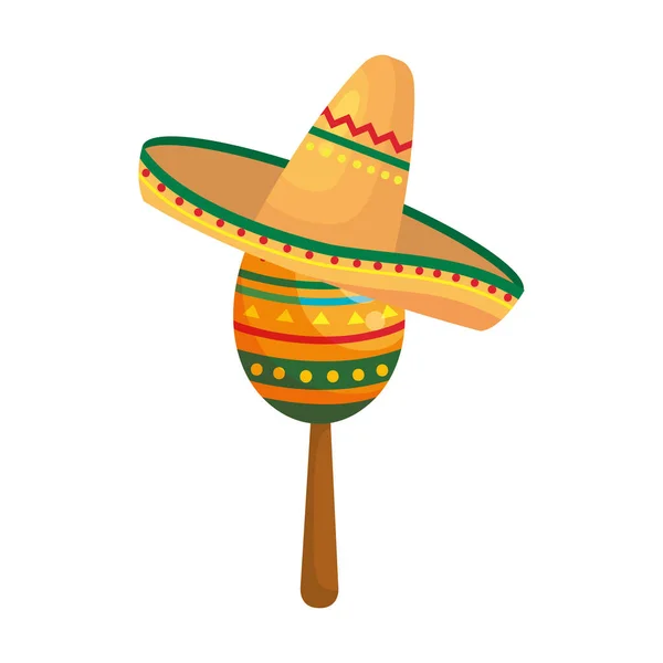 Ізольована мексиканська марака з капелюхом Векторний дизайн — стоковий вектор