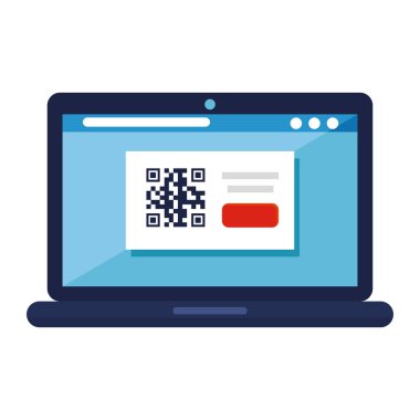 qr code inside laptop vector design