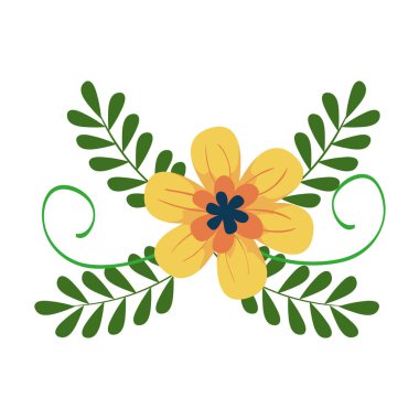 Yaprak vektör tasarımlı izole çiçek