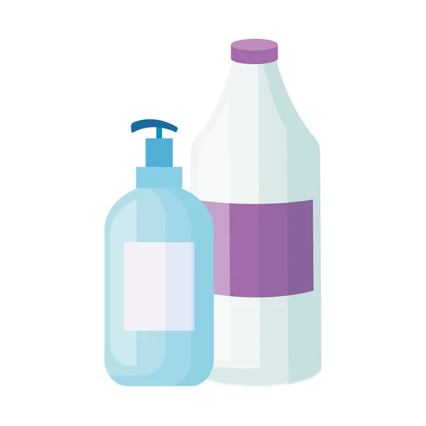 Bouteilles de produits de nettoyage icône isolée — Image vectorielle