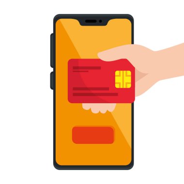 İzole kredi kartı ve akıllı telefon vektör tasarımı