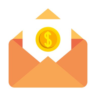 Zarf vektör tasarımında izole para sikkesi