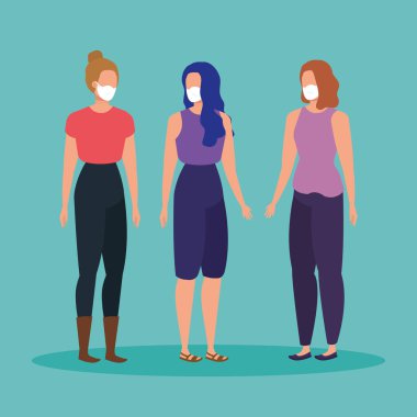 Yüz maskeli genç kadınlar