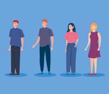 grup genç insan karakterleri