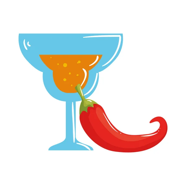 Cocktail mexicain isolé et design vectoriel de piment — Image vectorielle