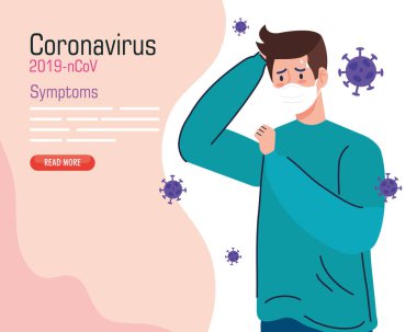 Yüzü maskeli adam Coronavirus 2019 Ncov 'dan bıktı.