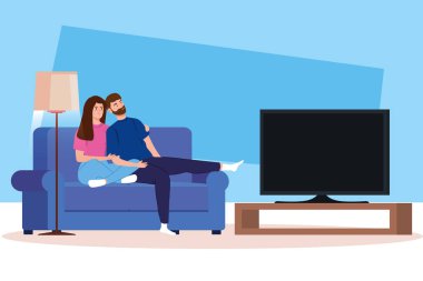 Seçim kampanyası, çift televizyon izlerken evde kalmak.