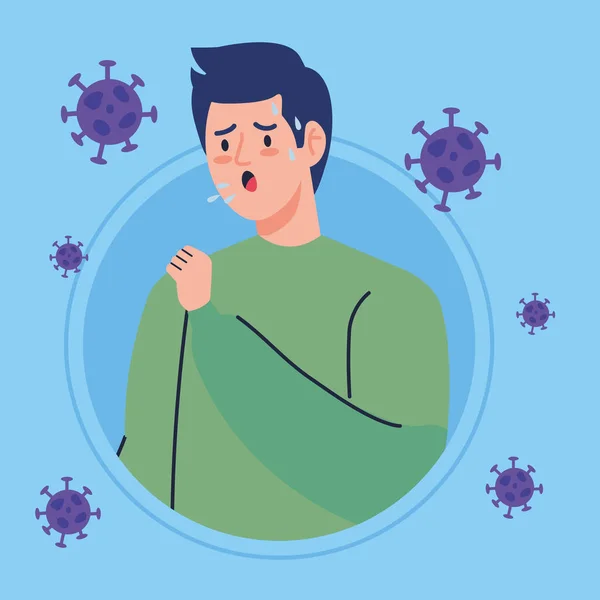 Uomo tosse malato di coronavirus 2019 ncov — Vettoriale Stock