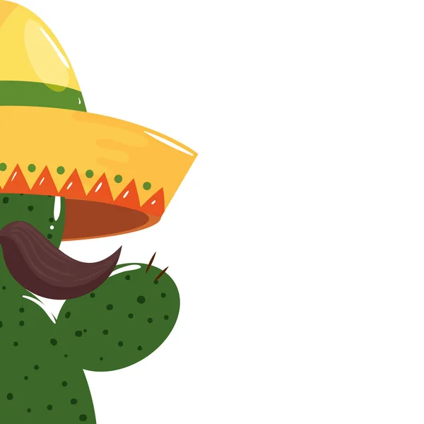 Μεμονωμένοι κάκτοι Μεξικού με μουστάκι και καπέλο διάνυσμα σχεδιασμό — Διανυσματικό Αρχείο