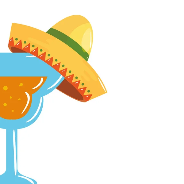 Cocktail mexicano isolado com design de vetor de chapéu — Vetor de Stock