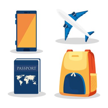 Uçaklı pasaport ve simgeler