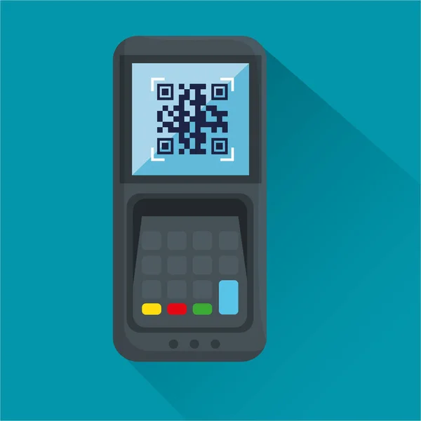 Qr código dentro de diseño vectorial de datáfono — Vector de stock