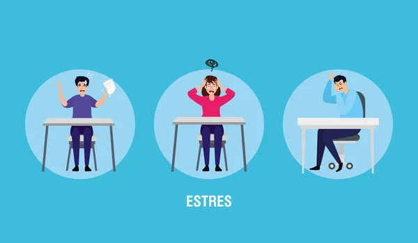 Definir cenas de pessoas com ataque de estresse Gráficos De Vetores