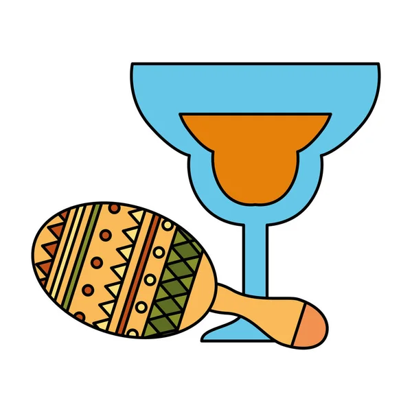 Isolated mexican cocktail and maraca vector design — Stock Vector