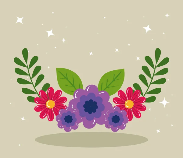 Flowers and leaves vector design — Stock Vector