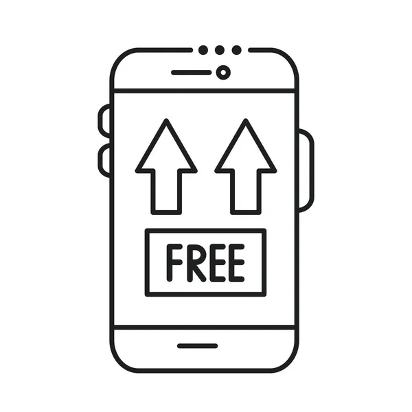 Smartphone mit App-Bereitstellung Free Line Stil-Symbol — Stockvektor