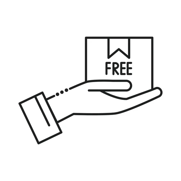 Mão com entrega ícone de estilo de linha de caixa livre — Vetor de Stock