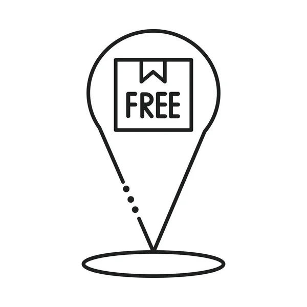 Entrega caixa livre com ícone de estilo de linha de localização do pino —  Vetores de Stock