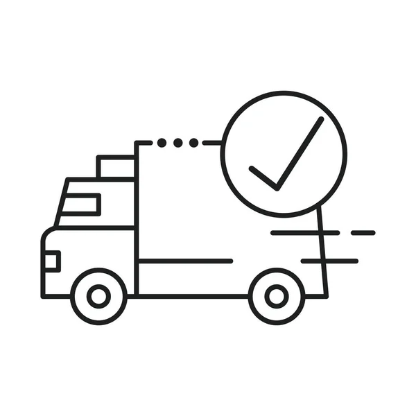 Transport furgonetki z ikoną linii symboli kontrolnych — Wektor stockowy