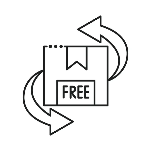 Livraison boîte gratuite avec des flèches icône de style de ligne — Image vectorielle