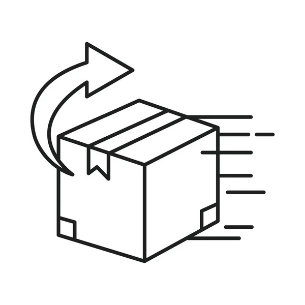 Doos pakket met pijl lijn stijl pictogram — Stockvector