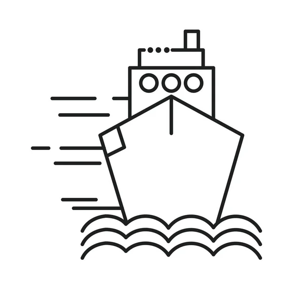Vrachtschip transportlijn stijl pictogram — Stockvector