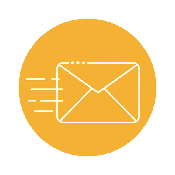 Envelope ícone de estilo de linha de bloco de comunicação —  Vetores de Stock