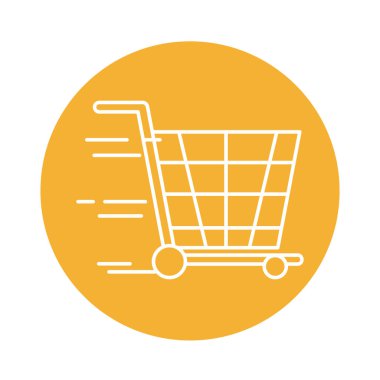 Alışveriş arabası ulaşım engeli çizgisi simgesi