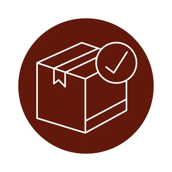 Box package cargo s ikonou typu "check symbol block" — Stockový vektor
