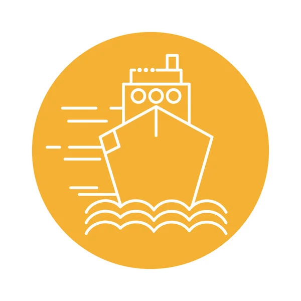 Cargo ship transportation block line style icon — Stock Vector