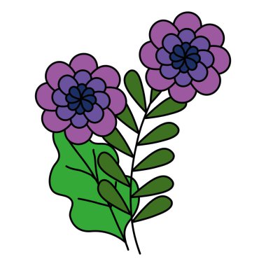 Yaprak vektör tasarımlı izole çiçekler