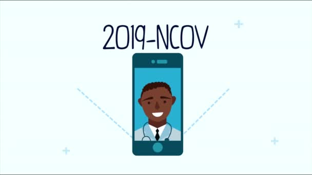 Telemedicine doctor with covid19 icons — Stock Video