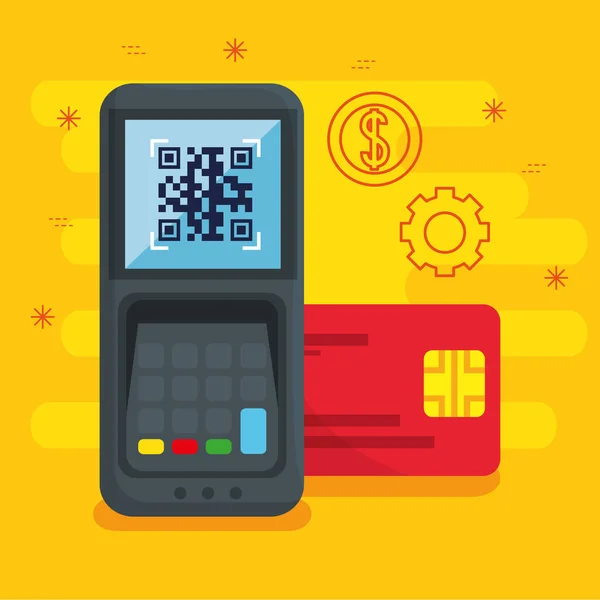 Datafoon en credit card vector ontwerp — Stockvector