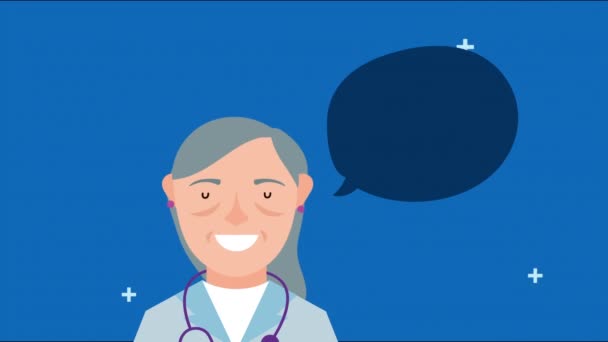 Mujer médico hablando carácter animación — Vídeos de Stock