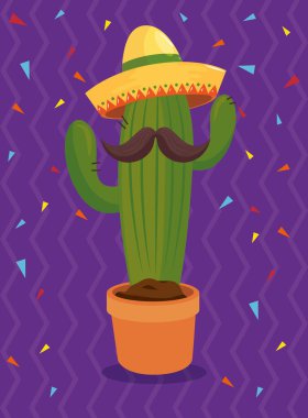 Şapkalı ve bıyıklı Meksika kaktüsü.