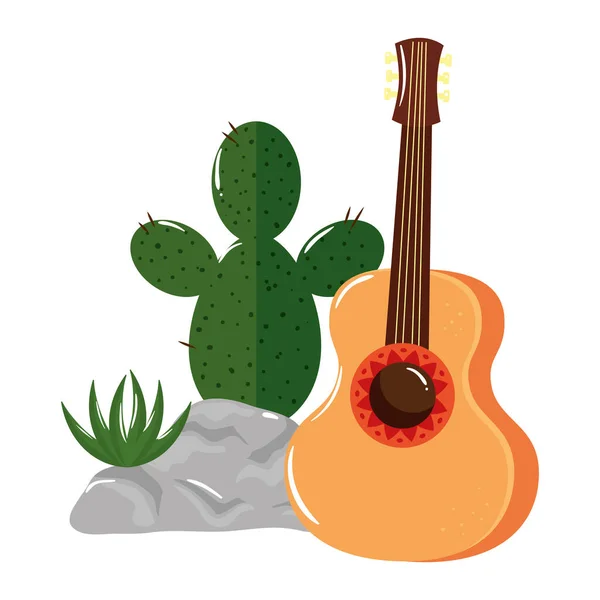 Isolated mexican cactus and guitar vector design — Stock Vector