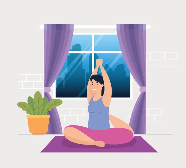 woman doing yoga in the house
