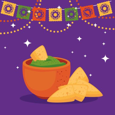 Meksika kâsesi ve Nachos vektör tasarımı